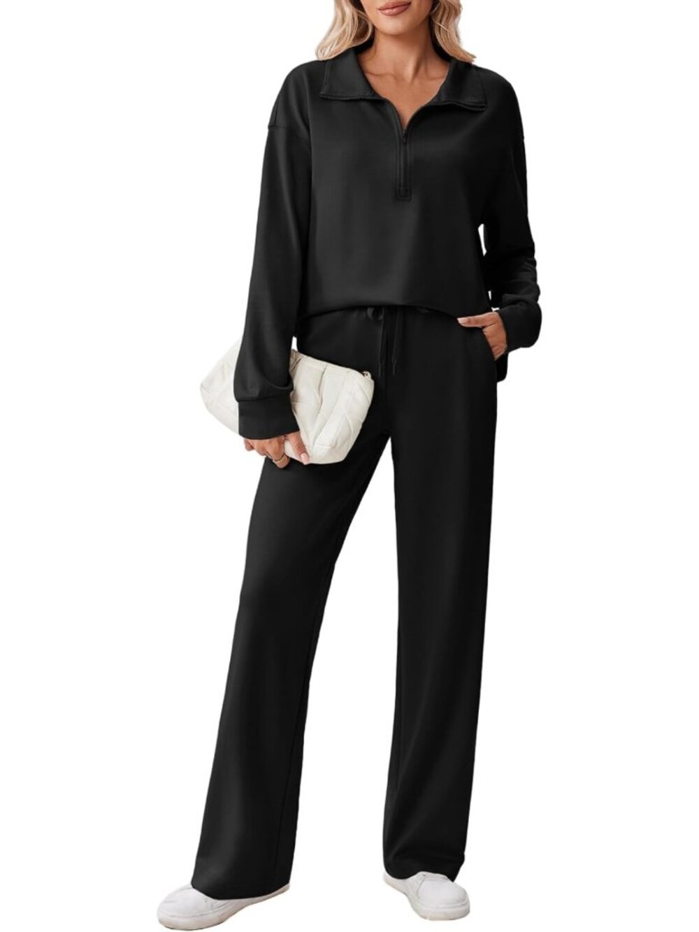 Cozy 2-Piece Sweatsuit Set for Women | 1/2 Zip Matching Outfit | Fall Fashion